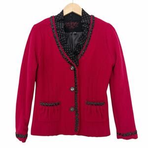 Icelandic Design Red 100% Wool Blazer Sz M